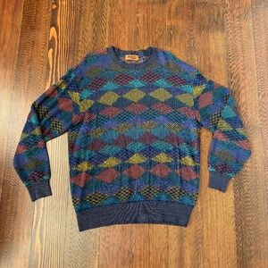 Vintage Missoni Multicolor Abstract Print Made In Italy Sweater